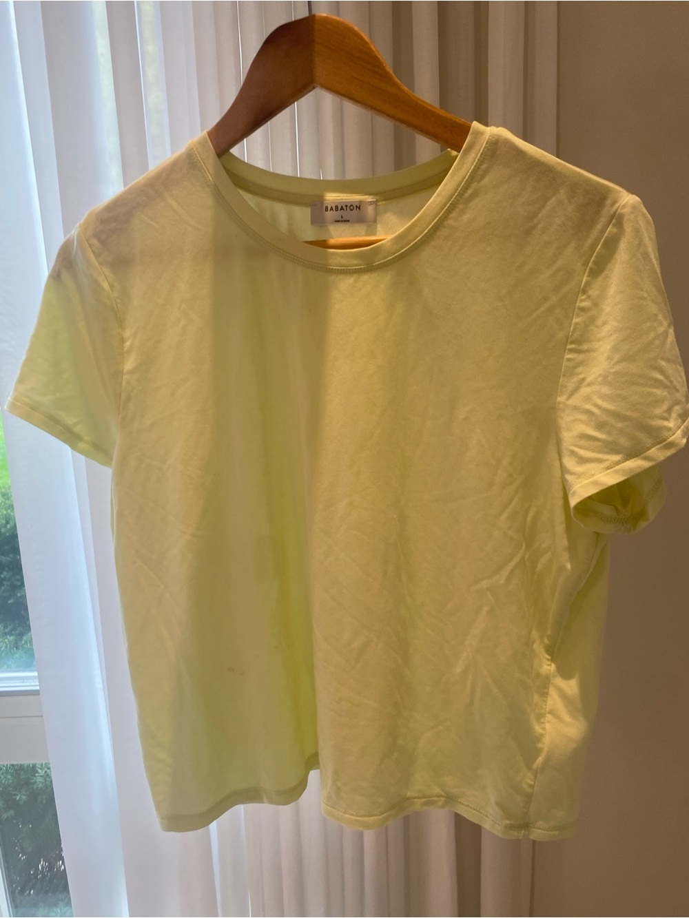 Babaton Neon Yellow Crewneck Short Sleeve Tee